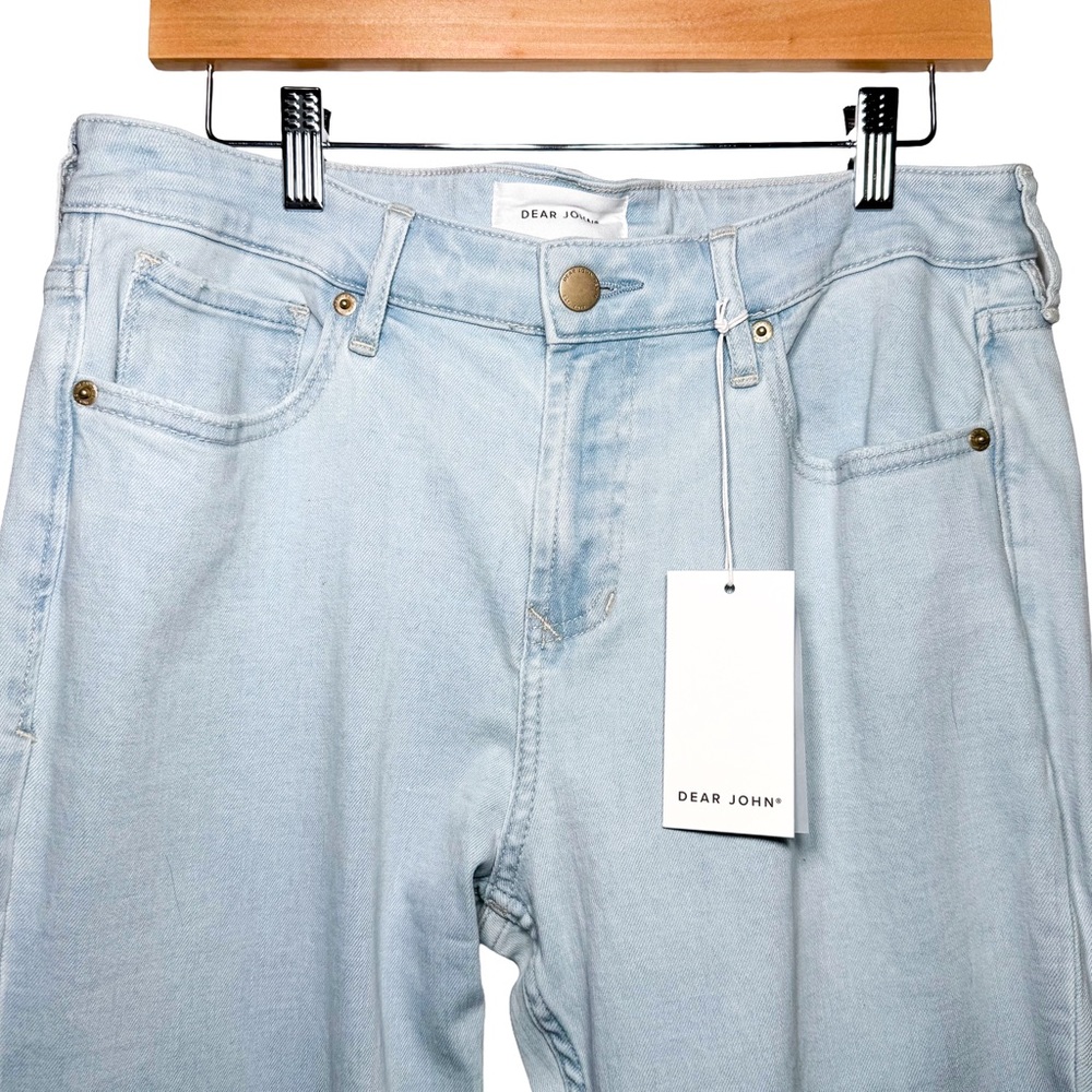 Dear John Blaire Straight Leg Jeans High Rise Light Wash 31x28 Ankle Raw Hem NWT - Picture 4 of 14